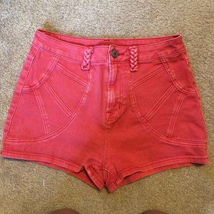 Women's BDG Red Denim High-Waisted Shorts 28